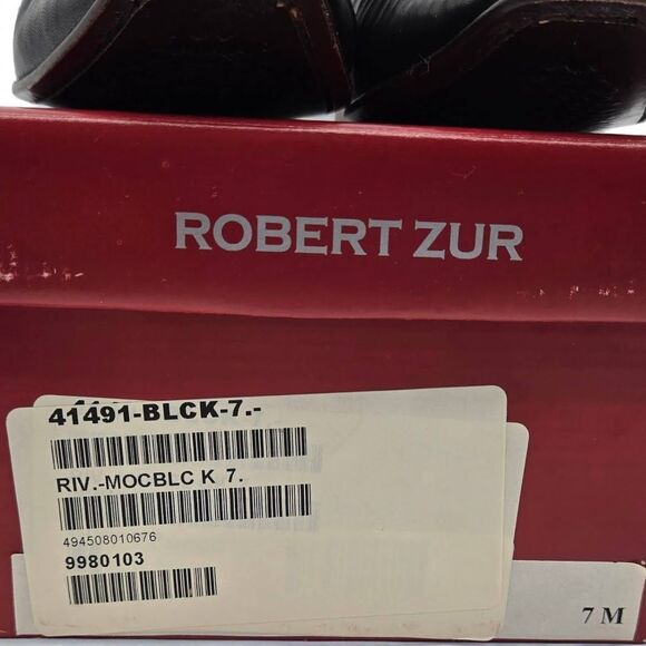 ROBERT ZUR Black Sz 7M True Glove Leather Driving Loafer Slip On Moccasin Rivets - Picture 6 of 16